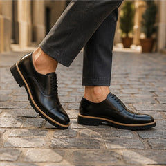 Blaine Cushioned Leather Dress Shoes - Black - Shoes - Hendlys - Image 1