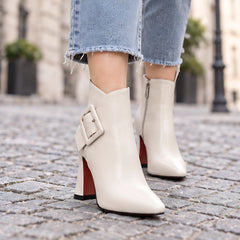 Blythe Women's Pointed-Toe Ankle Boots - Ivory - Women's Footwear > Boots > Heeled Ankle Boots - Hendlys - Image 1