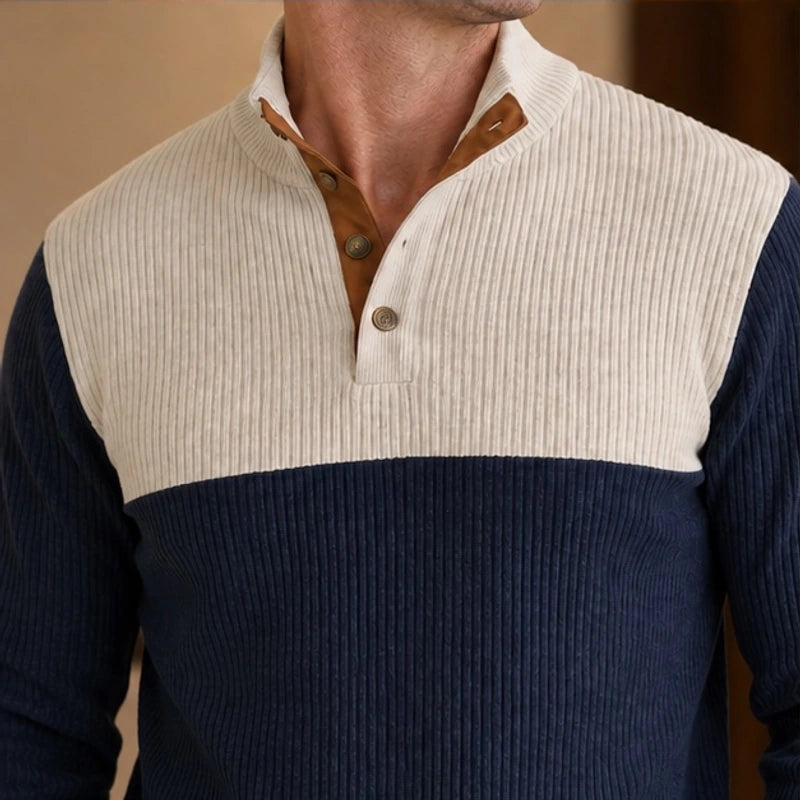 Bramwell High Stand Collar Sweater - Navy Blue - Catalog Group: Clothing - Hendlys - Image 2