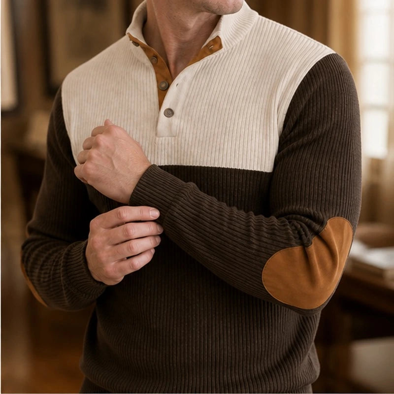 Bramwell High Stand Collar Sweater - Dark Brown - Men's Clothing > Sweaters & Cardigans > High Collar Sweaters - Hendlys - Image 1