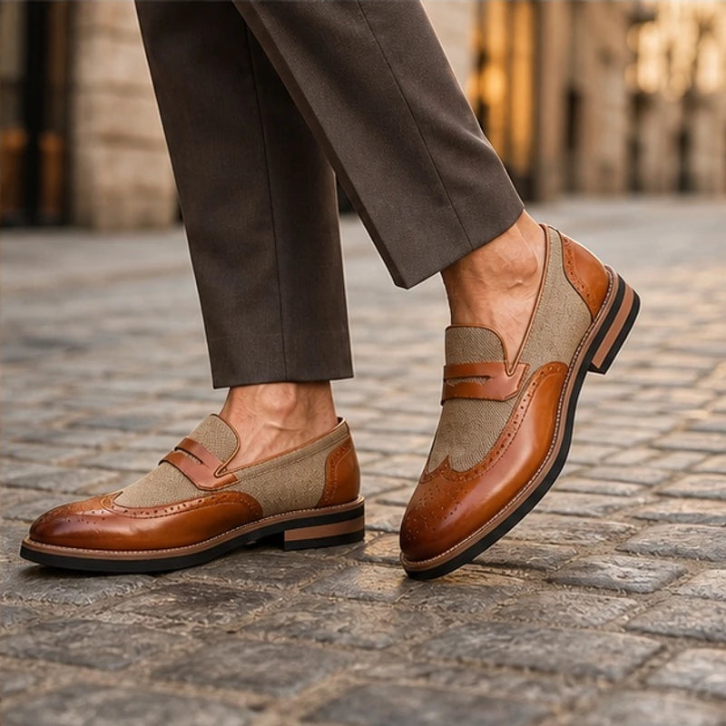 Brexton Leather Brogue Loafers - Brown - Footwear > Loafers > Wingtip Brogue Loafers - Hendlys - Image 1
