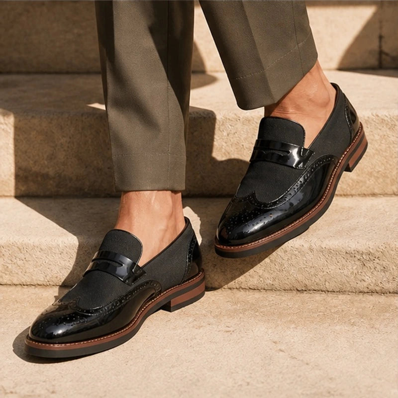Brexton Leather Brogue Loafers - Black - Footwear > Loafers > Wingtip Brogue Loafers - Hendlys - Image 1