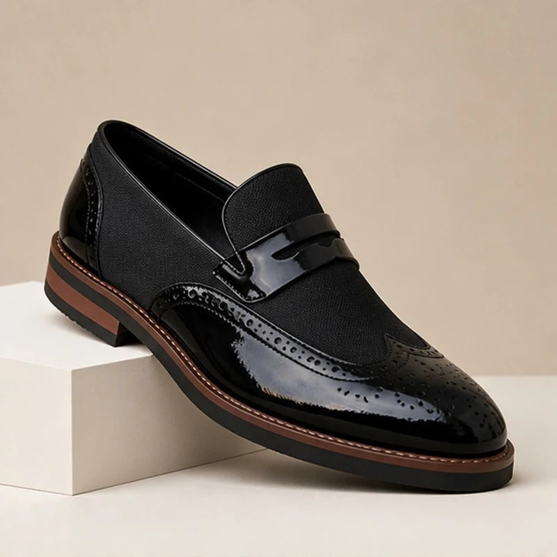 Brexton Leather Brogue Loafers - Black - Flats - Hendlys - Image 4