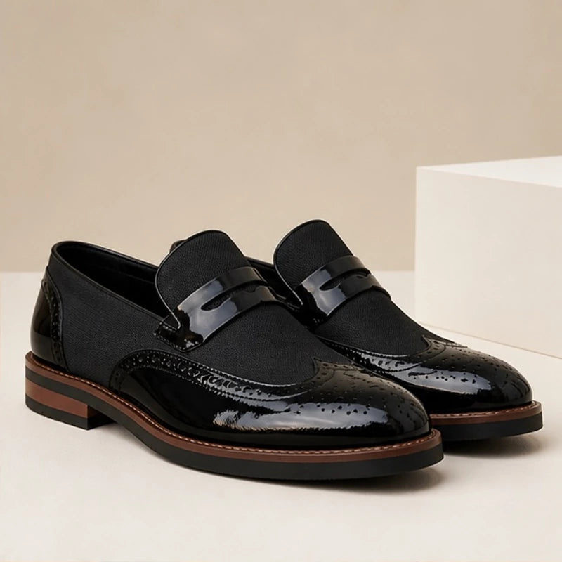 Brexton Leather Brogue Loafers - Black - mapfoot - Hendlys - Image 3