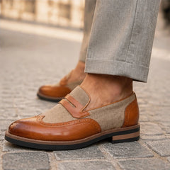 Brexton Leather Brogue Loafers - Brown - map - Hendlys - Image 2