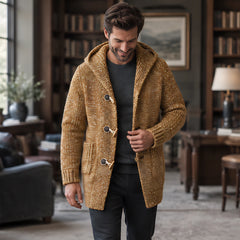 Briarley Men's Thick Wool-Knit Hooded Cardigan - Maple - Men's Clothing > Sweaters & Cardigans > Hooded Cardigans - Hendlys - Image 2