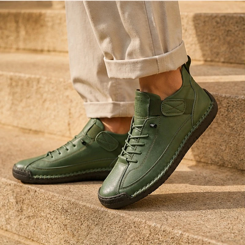 Briarwood Leather Sneakers - Green - leather sneakers - Hendlys - Image 3