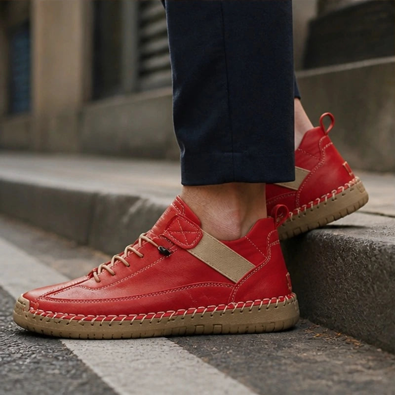Briarwood Leather Sneakers - Red - leather sneakers - Hendlys - Image 3