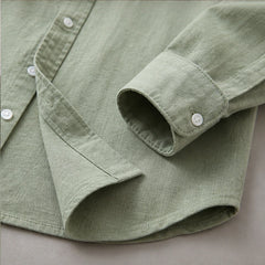 Amalfi Linen Mandarin Collar Shirt - Green - mandarin collar - Hendlys - Image 4
