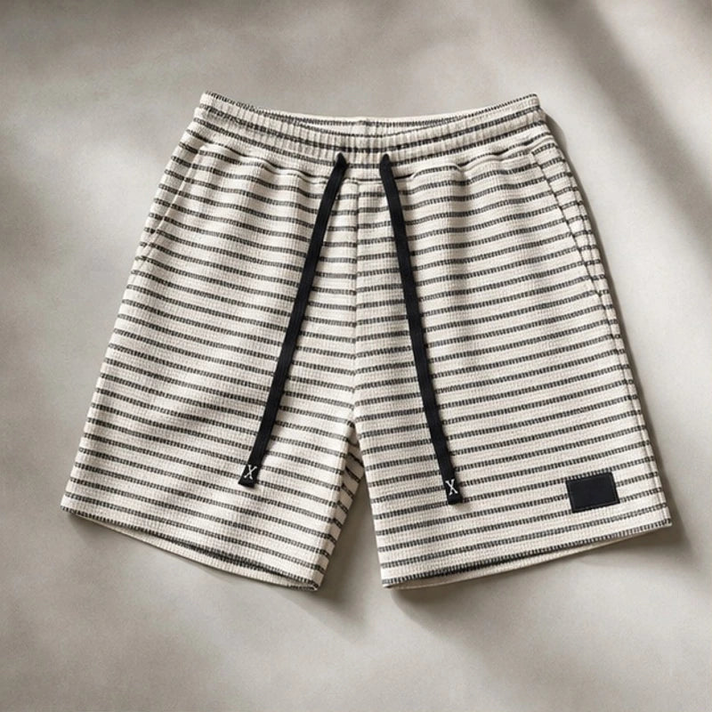 Calder Stripe Shorts - Cream - men's shorts - Hendlys - Image 2