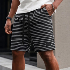 Calder Stripe Shorts - Black - Shorts - Hendlys - Image 1