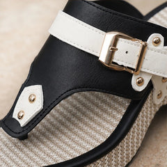 Calista Buckle Thong Sandal - Black - thong sandal - Hendlys - Image 3
