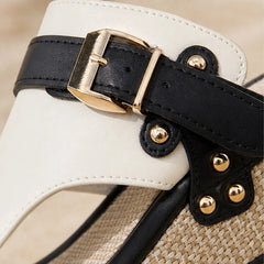 Calista Buckle Thong Sandal - White - thong sandal - Hendlys - Image 3