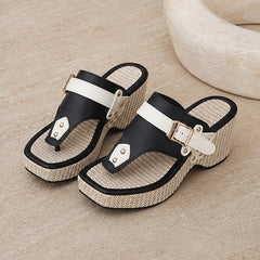 Calista Buckle Thong Sandal - Black - women's sandals - Hendlys - Image 2