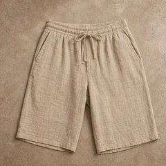 Callum Knee-Length Linen Shorts - Sand Beige - linen shorts - Hendlys - Image 3