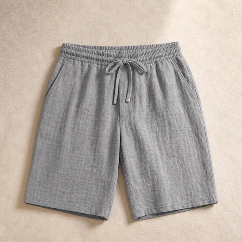 Callum Knee-Length Linen Shorts - Mist Gray - men's shorts - Hendlys - Image 2