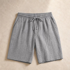 Callum Knee-Length Linen Shorts - Mist Gray - men's shorts - Hendlys - Image 2