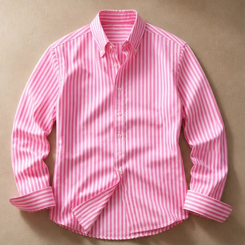 Calmere Stripe Button Shirt - Pink - striped shirt - Hendlys - Image 3