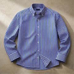 Calmere Stripe Button Shirt - Blue - striped shirt - Hendlys - Image 3