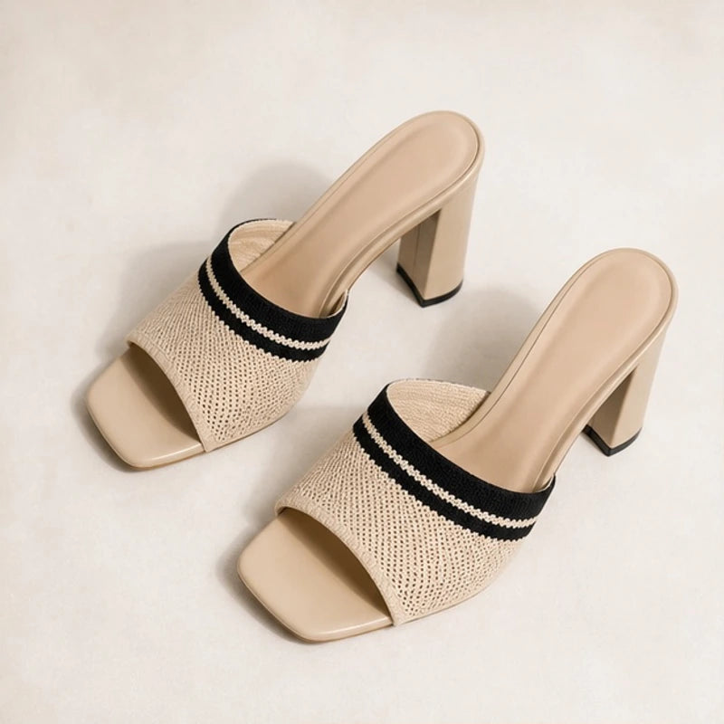 Camille Soft Knit Platform Sandals - Beige Trim - women's sandals - Hendlys - Image 2