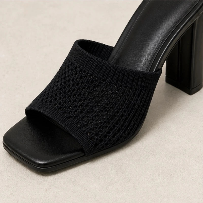 Camille Soft Knit Platform Sandals - Black - knit sandals - Hendlys - Image 4