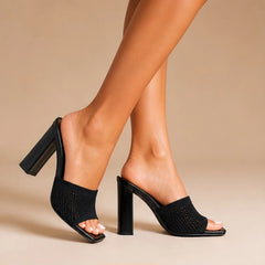 Camille Soft Knit Platform Sandals - Black - women's sandals - Hendlys - Image 2