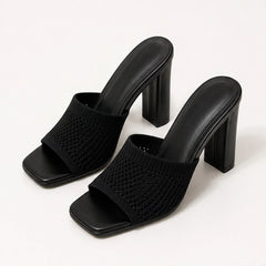 Camille Soft Knit Platform Sandals - Black - platform sandals - Hendlys - Image 3