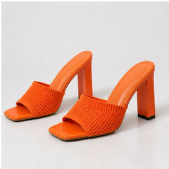 Camille Soft Knit Platform Sandals - Orange - platform sandals - Hendlys - Image 3