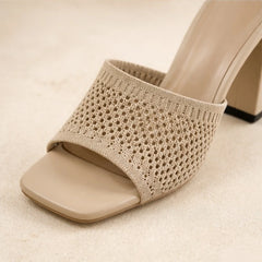 Camille Soft Knit Platform Sandals - Beige - knit sandals - Hendlys - Image 4