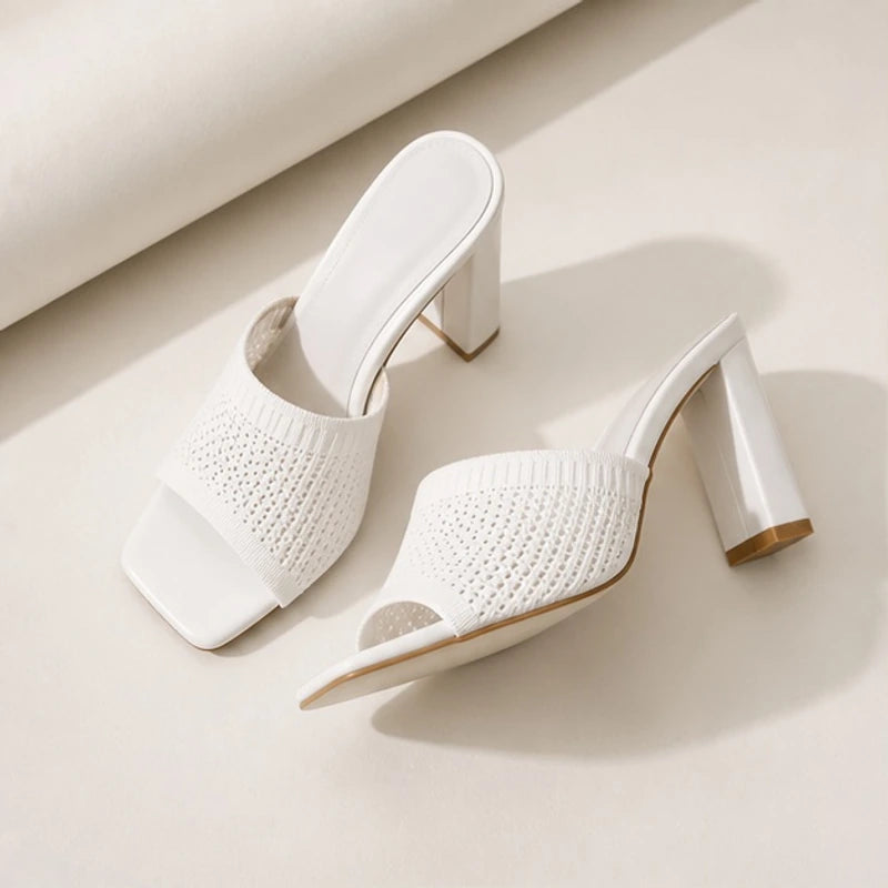 Camille Soft Knit Platform Sandals - White - platform sandals - Hendlys - Image 3