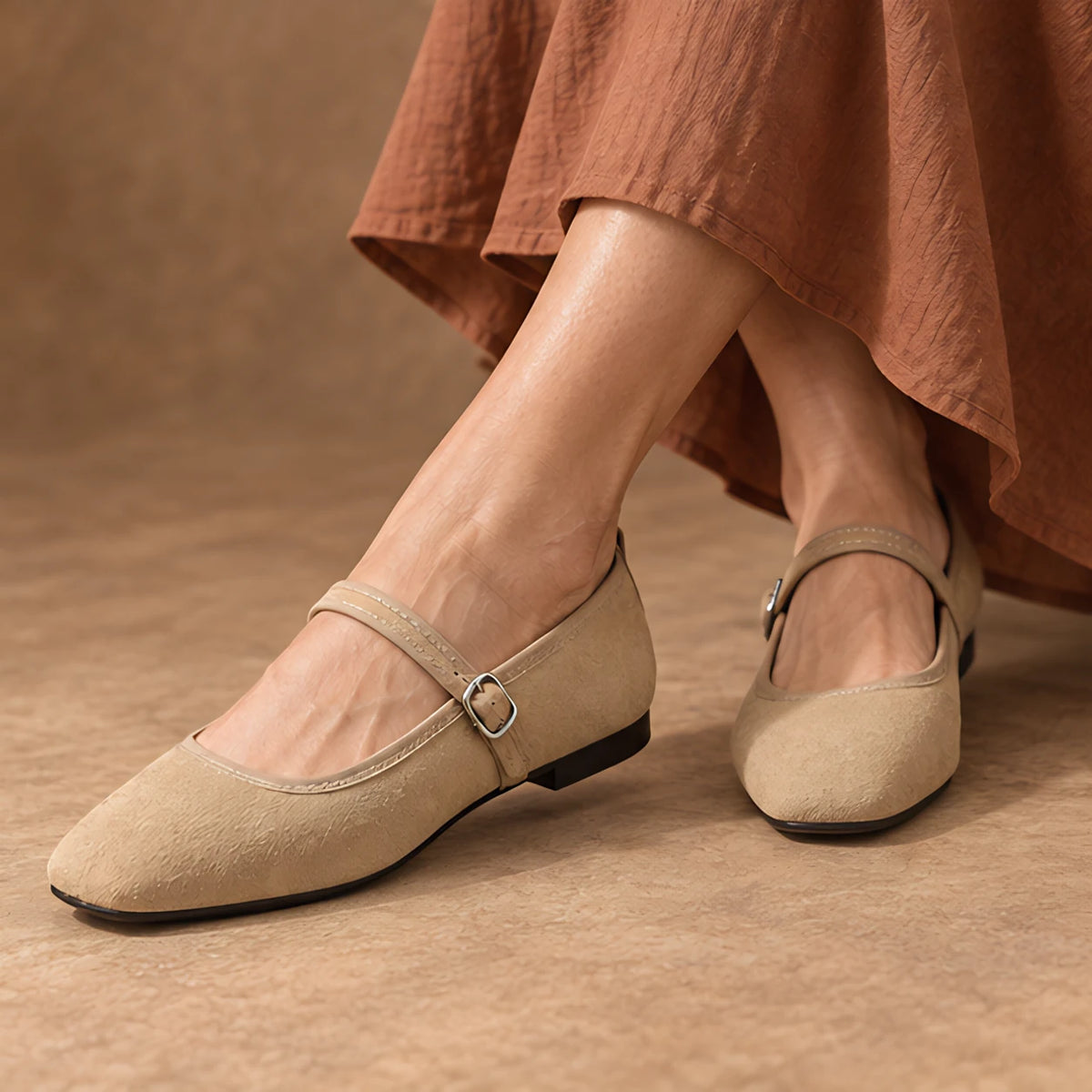 Camille Women's Orthopedic Mary Jane Flats - Beige - female - Hendlys - Image 4