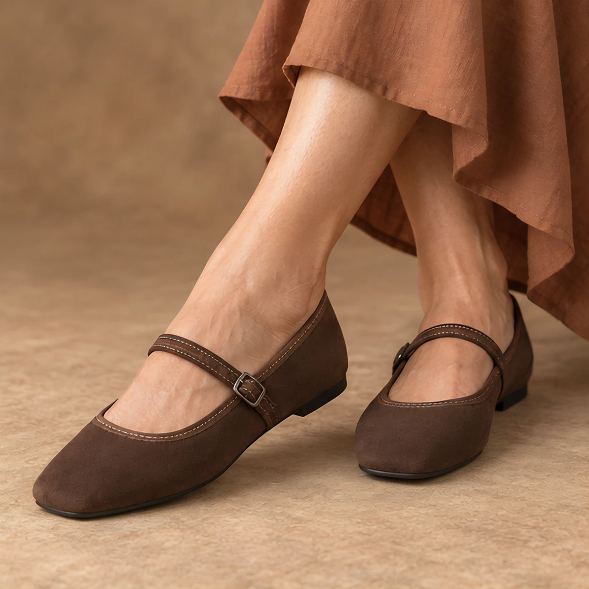 Camille Women's Orthopedic Mary Jane Flats - Brown - female - Hendlys - Image 4