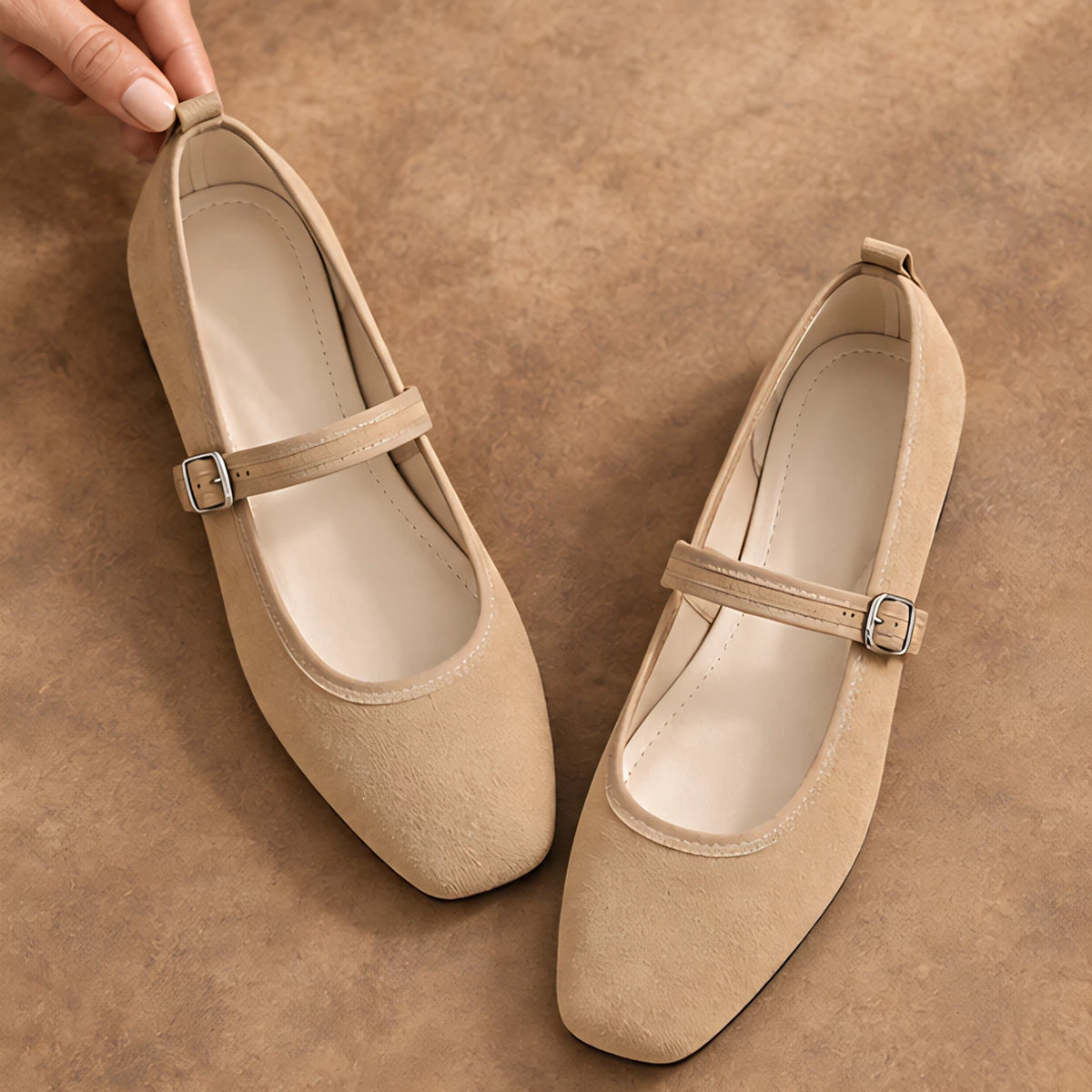 Camille Women's Orthopedic Mary Jane Flats - Beige - Shoes - Hendlys - Image 2