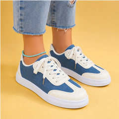 Capri Denim Low-Top Sneaker - Off White - flat sole - Hendlys - Image 7