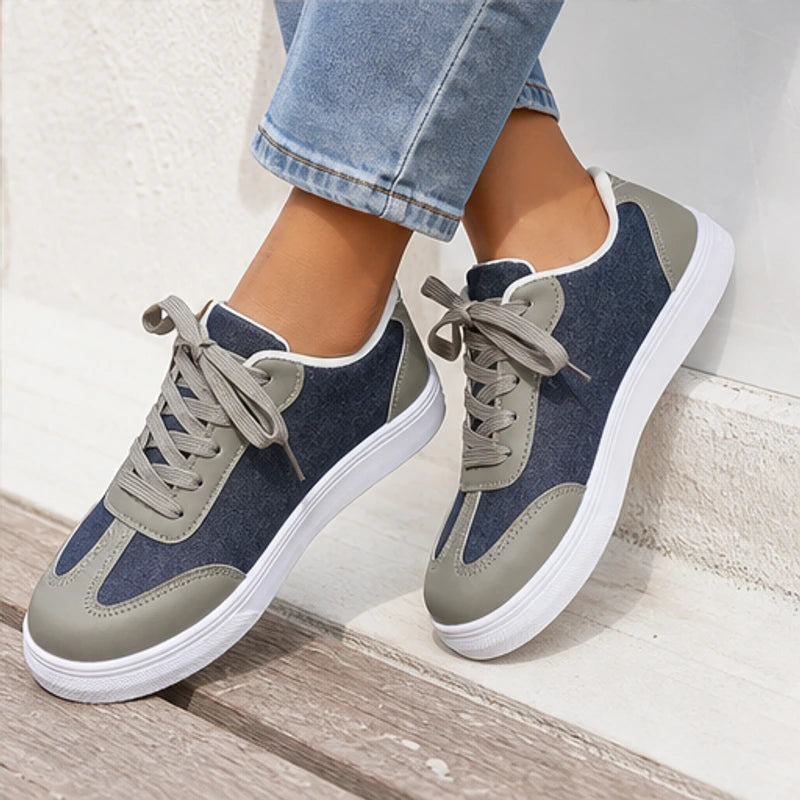 Capri Denim Low-Top Sneaker - Taupe Gray - lace-up sneakers - Hendlys - Image 8