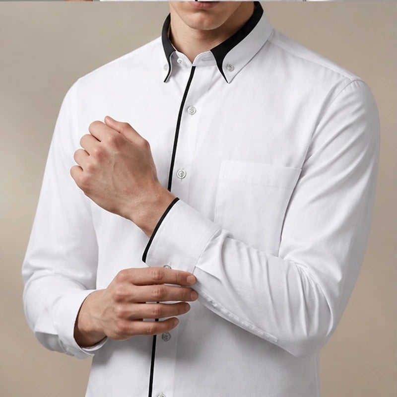 Carmont Contrast Collar Dress Shirt - White - men's shirt - Hendlys - Image 2