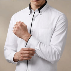 Carmont Contrast Collar Dress Shirt - White - men's shirt - Hendlys - Image 2