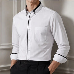Carmont Contrast Collar Dress Shirt - White - Shirt - Hendlys - Image 1