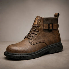 Carrick Serrated Tread Leather Boots - Brown - Boots - Hendlys - Image 1