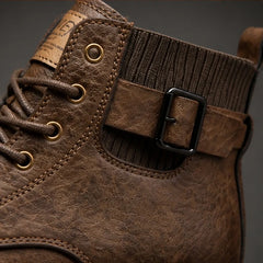 Carrick Serrated Tread Leather Boots - Brown - leather boots - Hendlys - Image 3