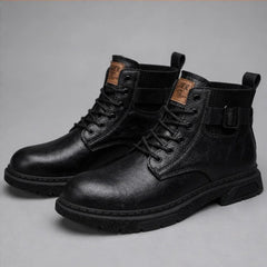 Carrick Serrated Tread Leather Boots - Black - leather boots - Hendlys - Image 3
