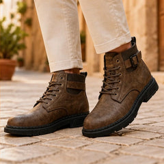 Carrick Serrated Tread Leather Boots - Brown - serrated tread - Hendlys - Image 4