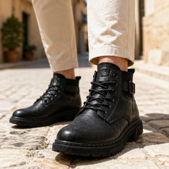 Carrick Serrated Tread Leather Boots - Black - men's boots - Hendlys - Image 2