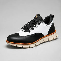 Carrington Brogue Sneaker - White & Black - Sneakers - Hendlys - Image 1