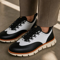 Carrington Brogue Sneaker - White & Black - brogue sneaker - Hendlys - Image 4