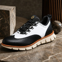 Carrington Brogue Sneaker - White & Black - men's sneakers - Hendlys - Image 2