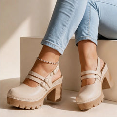 Catria Slingback Heels - Beige - Heels - Hendlys - Image 1