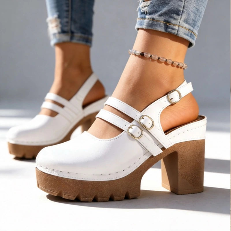 Catria Slingback Heels - White - Heels - Hendlys - Image 1