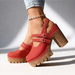 Catria Slingback Heels - Red - Heels - Hendlys - Image 1