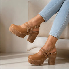 Catria Slingback Heels - Brown - Heels - Hendlys - Image 1